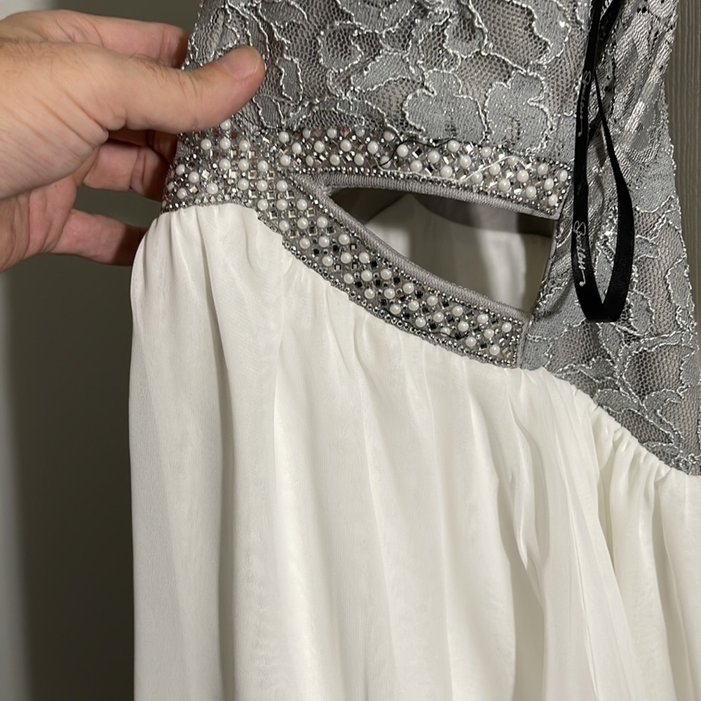Speechless Spaghetti Strap Silver and white beaded dress, Girl's Junior Size 13 - Picture 5 of 13